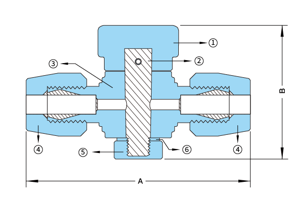 PTFE 錐閥 Taper Valve 產品結構圖